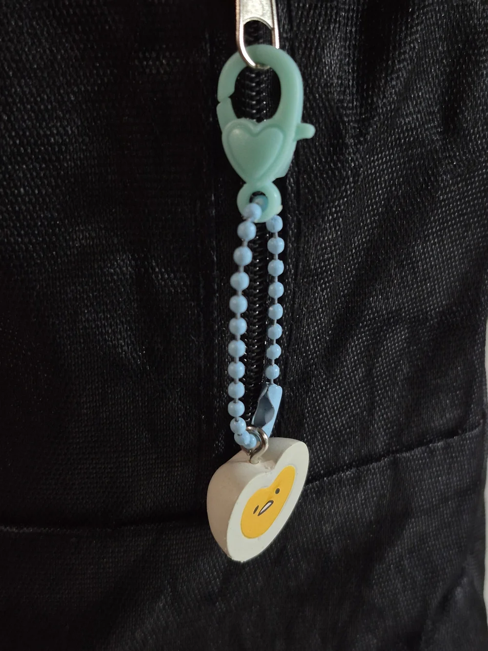 Blue Gudetama Egg Character Keychain Beaded Chain Zipper Charm Bag Purse Car Key